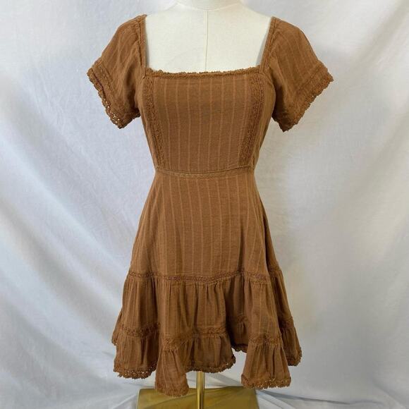 American Eagle Outfitters Dresses & Skirts - American Eagle brown ruffle midi dress size xs boho cottagecore